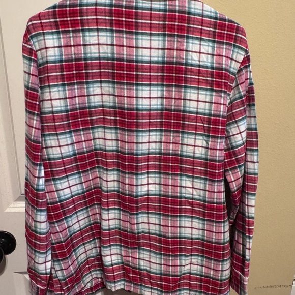 Gillian & O’Malley Red White  Plaid Flannel Pajamas Button Down Top Pants Sz L - Picture 7 of 16